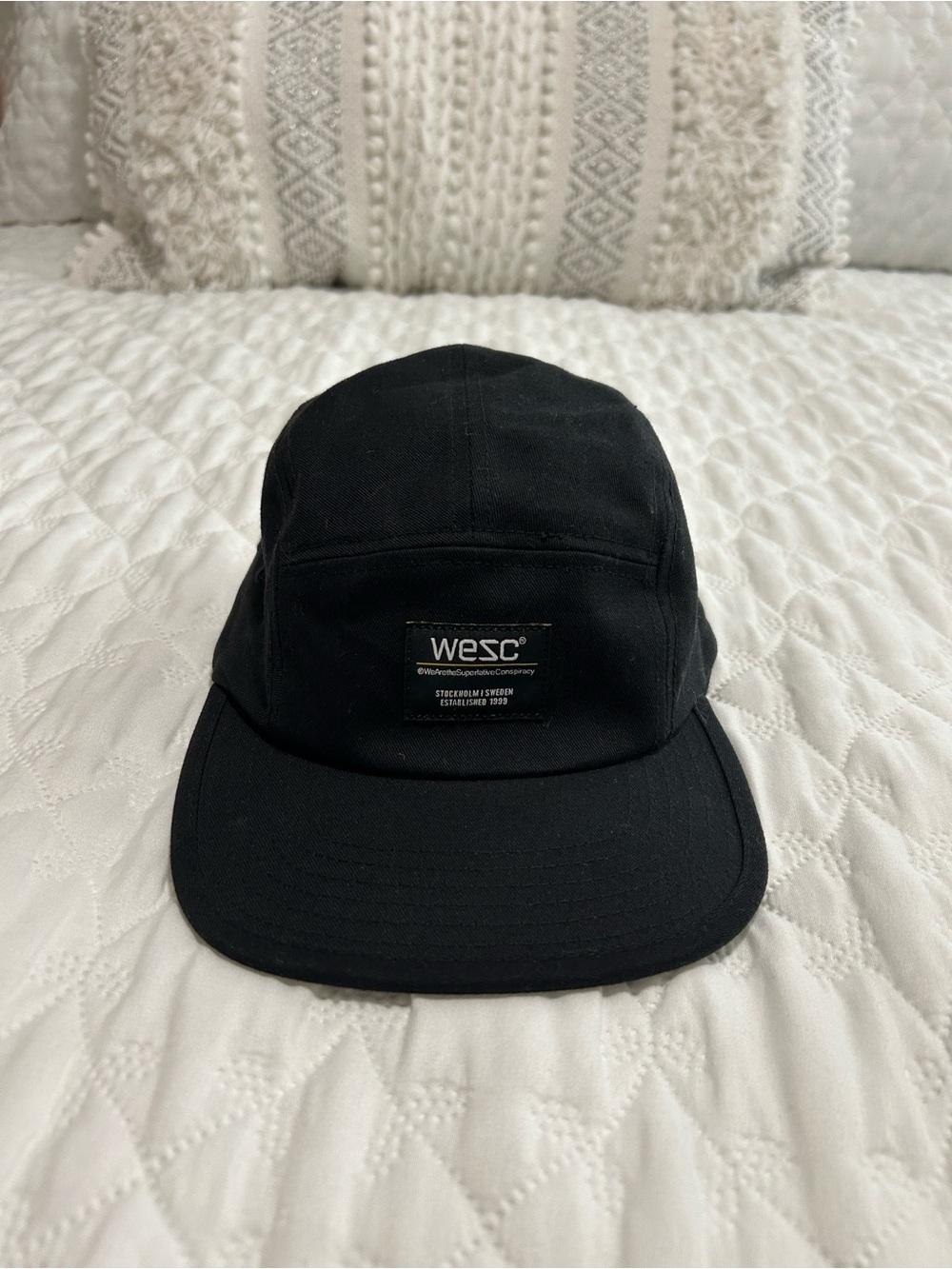 WESC Black Camp Cap with Front Logo Patch